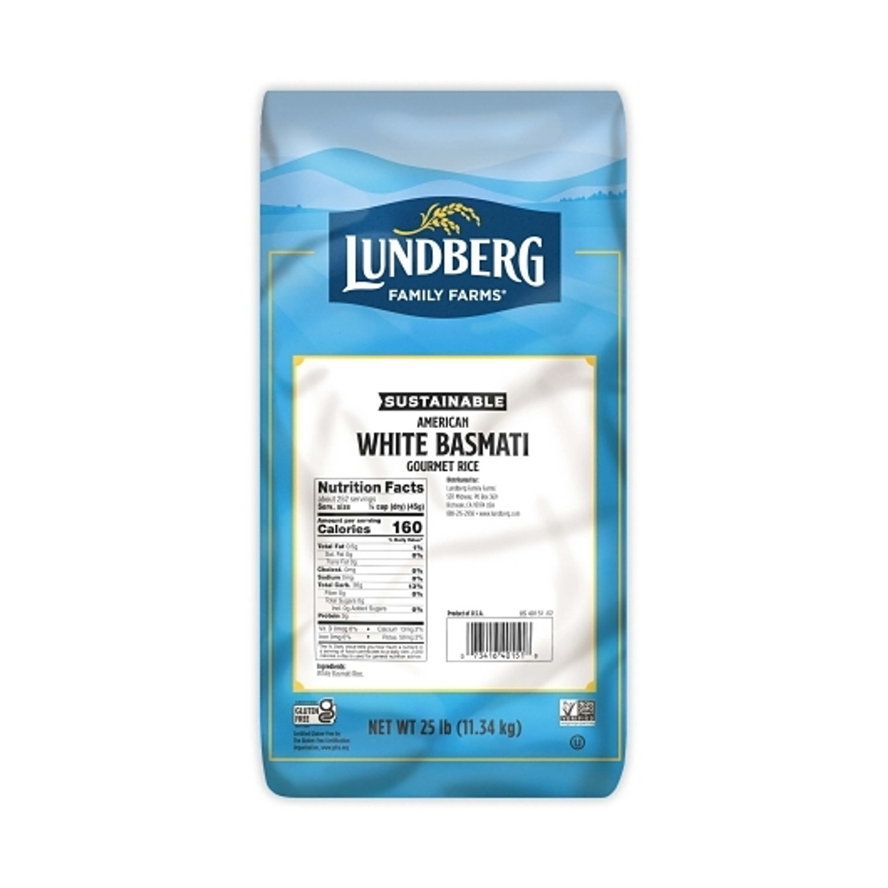Lundberg Family Farms Eco-Farmed White Basmati American Rice, 25 Pounds