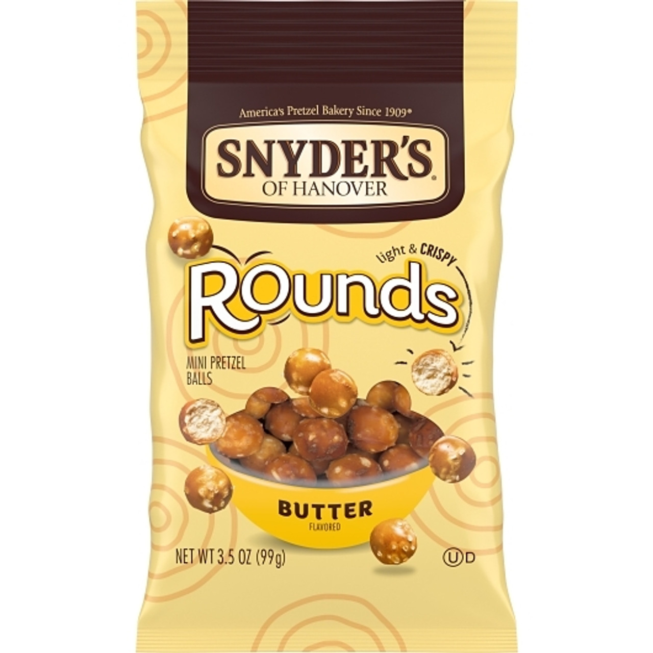 Snyders Of Hanover Pretzel Butter Rounds, 3.5 Ounces, 8 Per Case