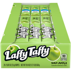 Laffy Taffy Sour Apple Rope Candy, 0.81 Ounce, 24 Per Box, 12 Per Case
