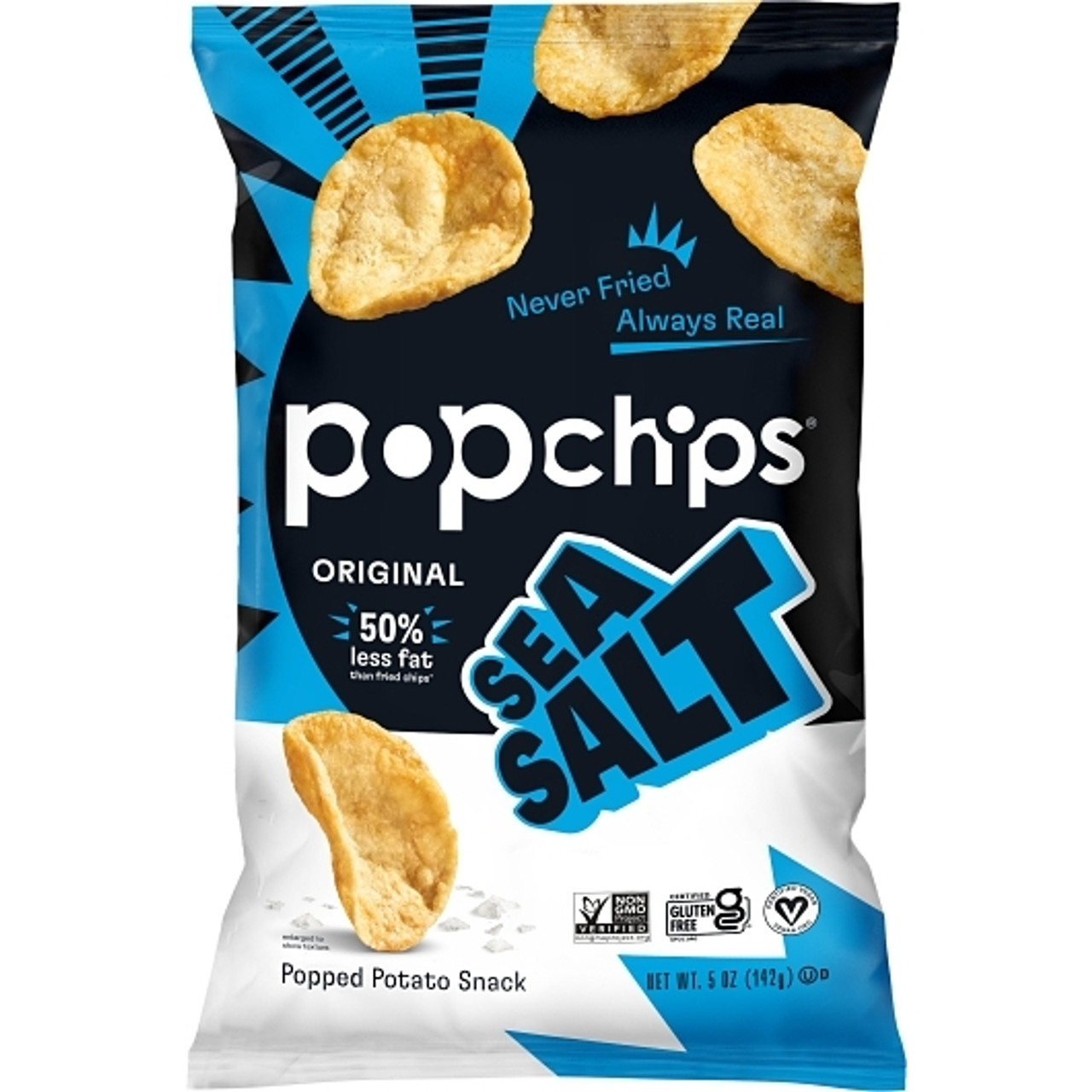 Popchips Sea Salt Popped Potato Snack, 5 Ounce, 12 Per Case