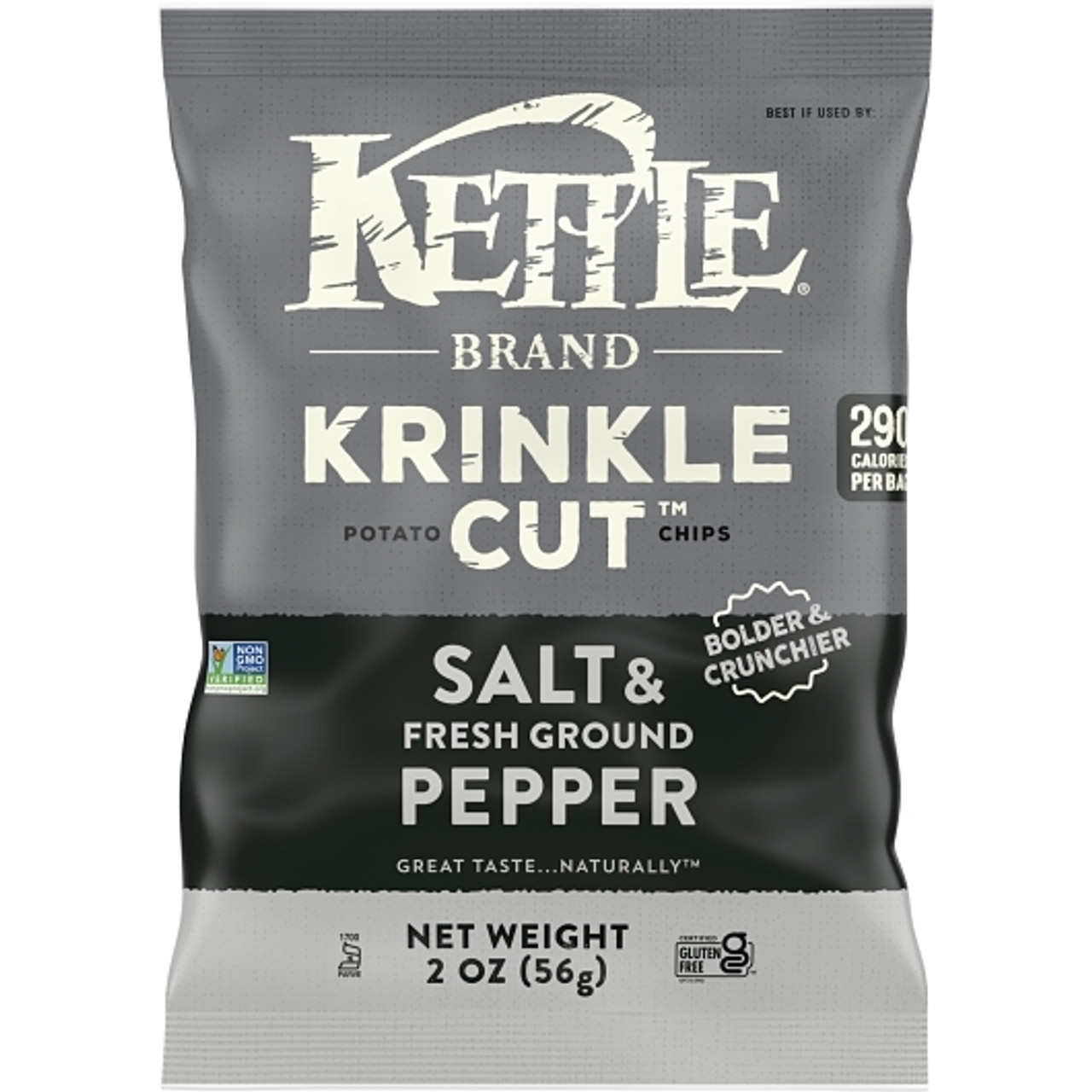 Kettle Krinkle Cut Salt and Fresh Ground Pepper Potato Chips 2 oz. bag, 24 per case
