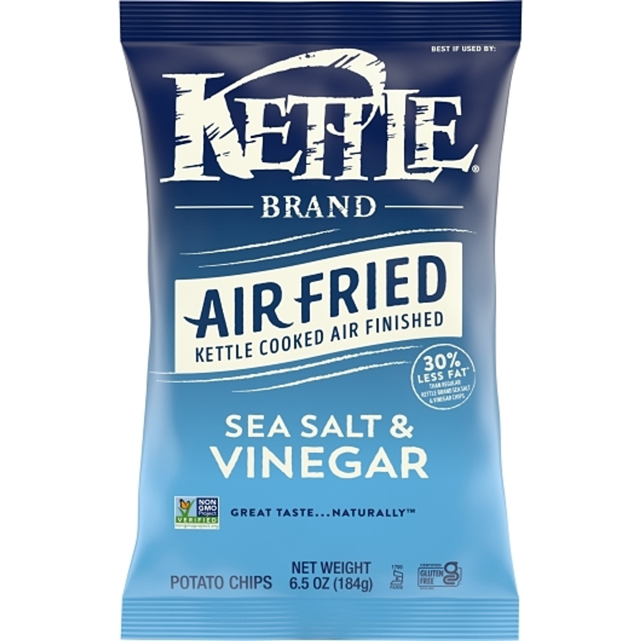 Kettle Sea Salt and Vinegar Air Fried Kettle Potato Chips, 6.5 Ounce, 12 Per Case
