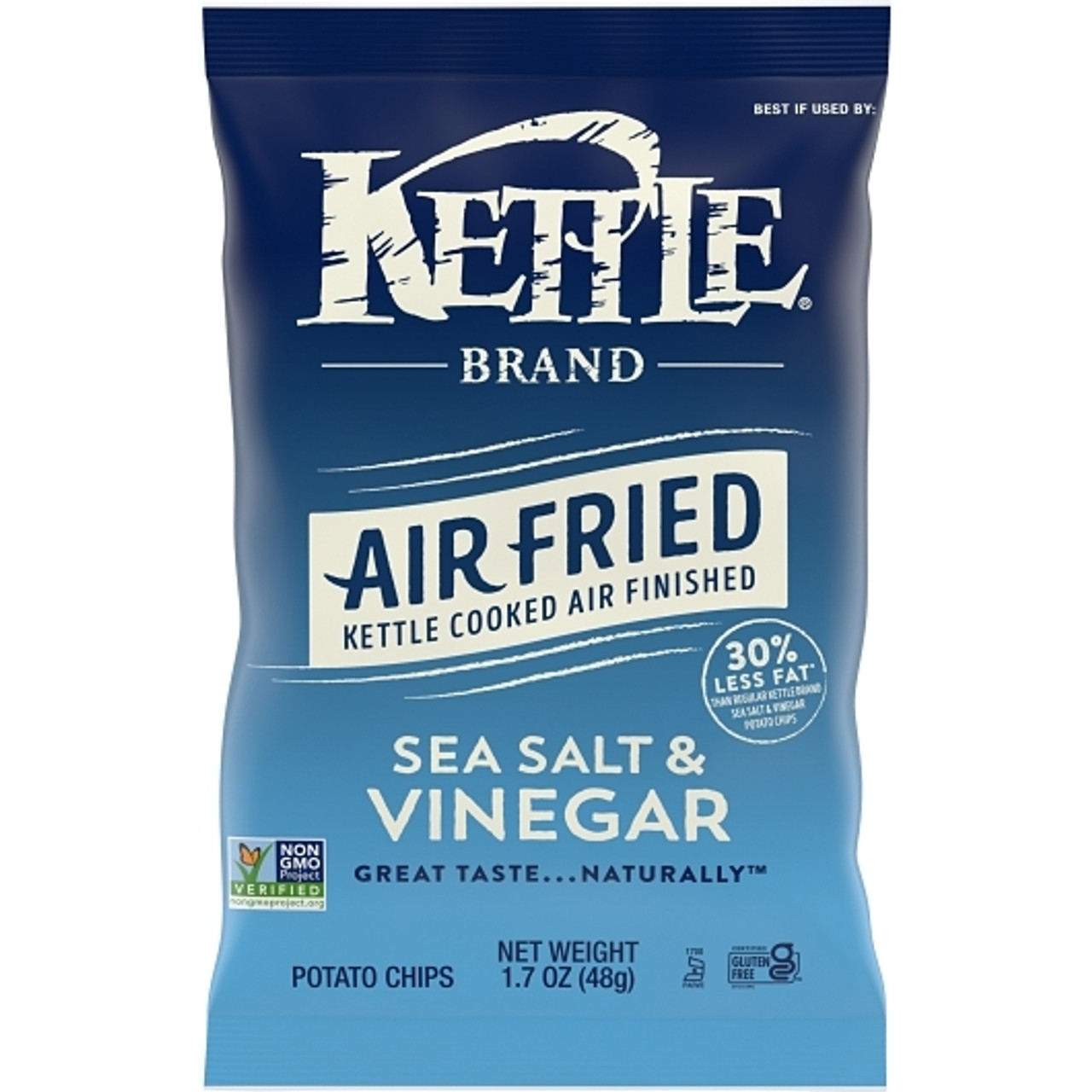 Kettle Foods Air Fried Sea Salt And Vinegar Potato Chips Snack Bag, 1.7 Ounce, 6 Per Case