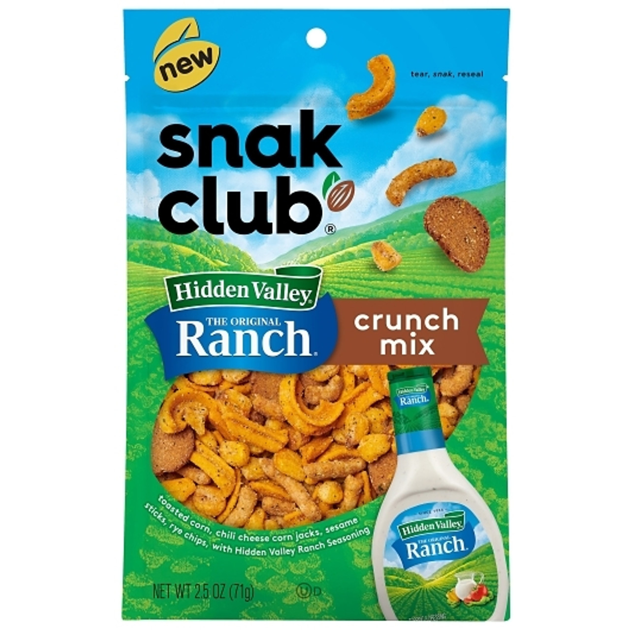Snak Club Hidden Valley Ranch Crunch Mix, 2.5 Ounce, 6 Per Case