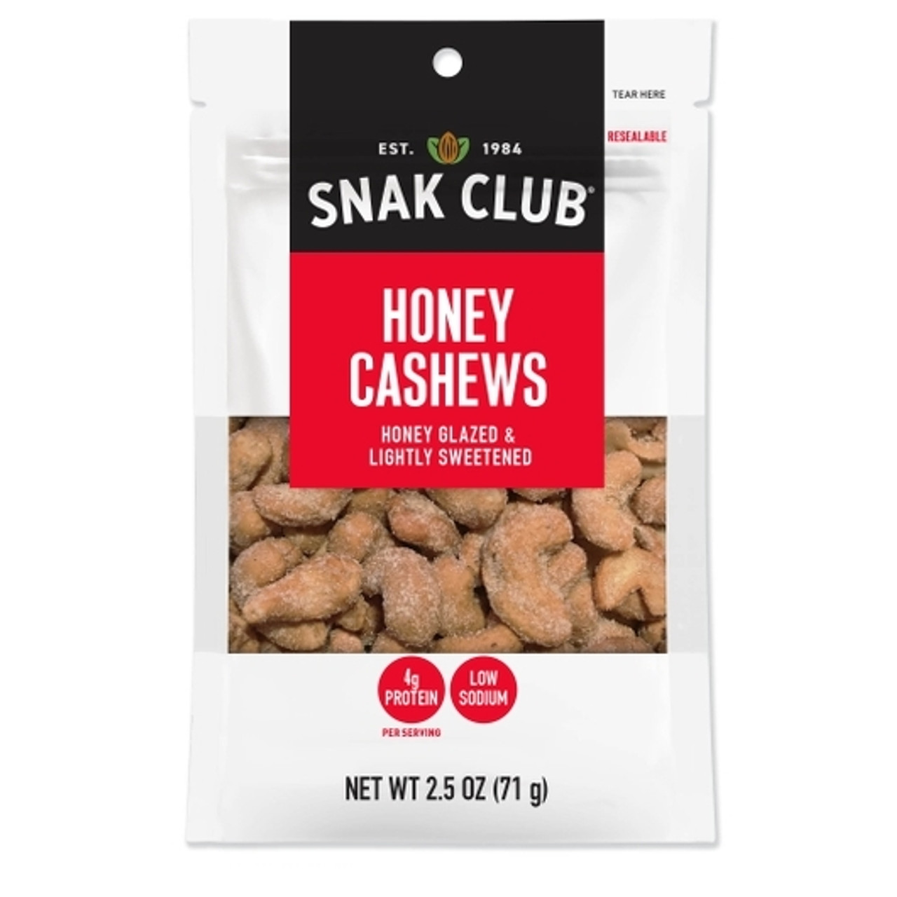 Snak Club Honey Cashews, 2.5 Ounce, 6 Per Case