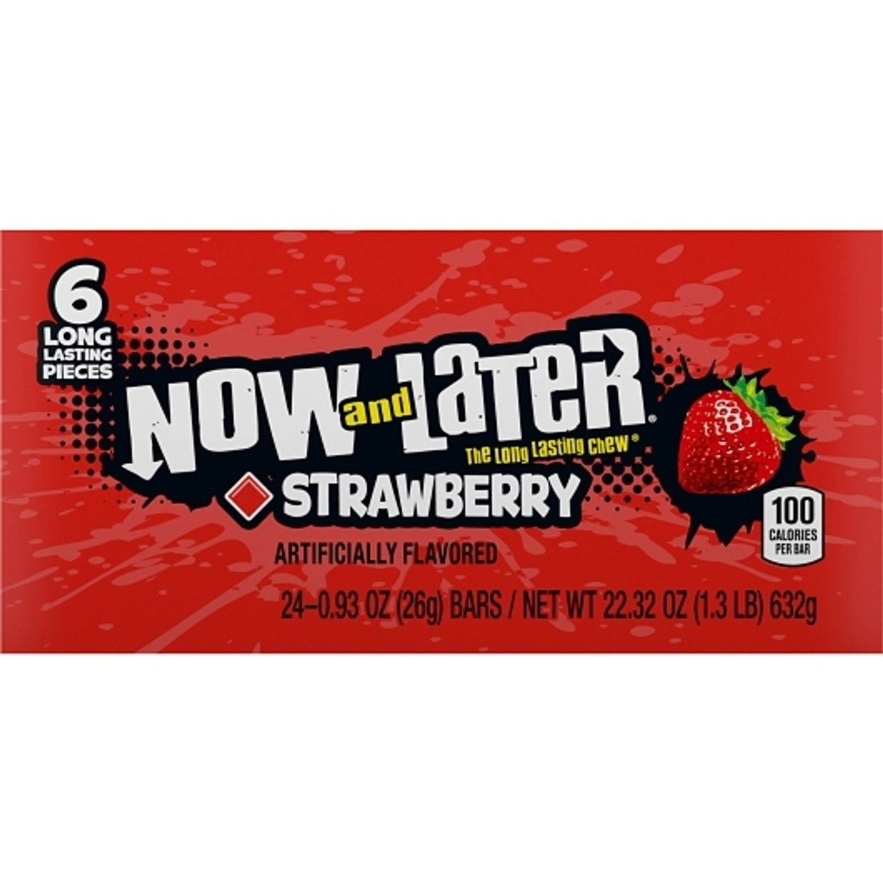 Now and Later Strawberry Long Lasting Chew Candy, 0.93 Ounce, 12 Per Case