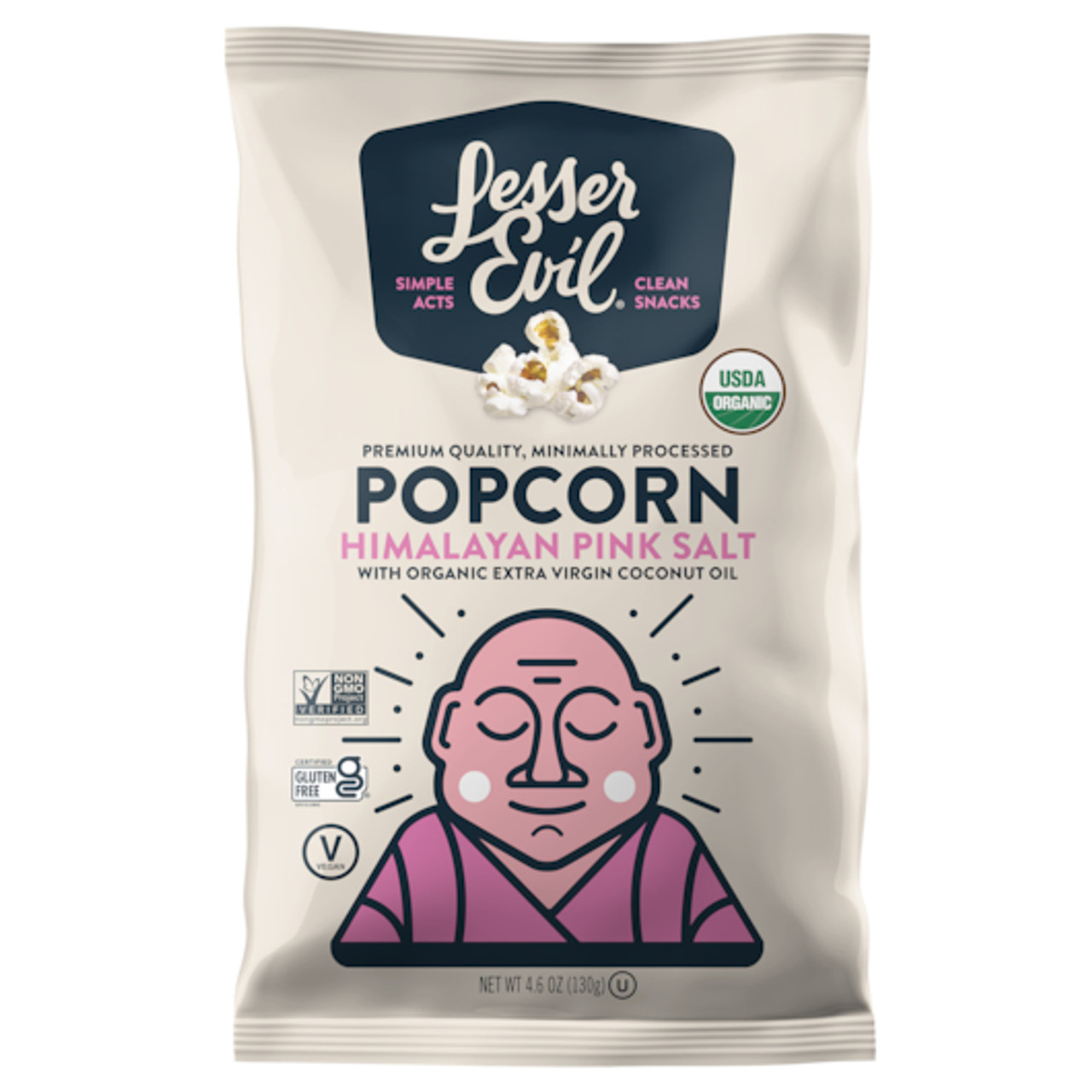 Lesserevil Organic Popcorn Himalayan Pink Salt, 4.6 Ounce, 6 Per Case