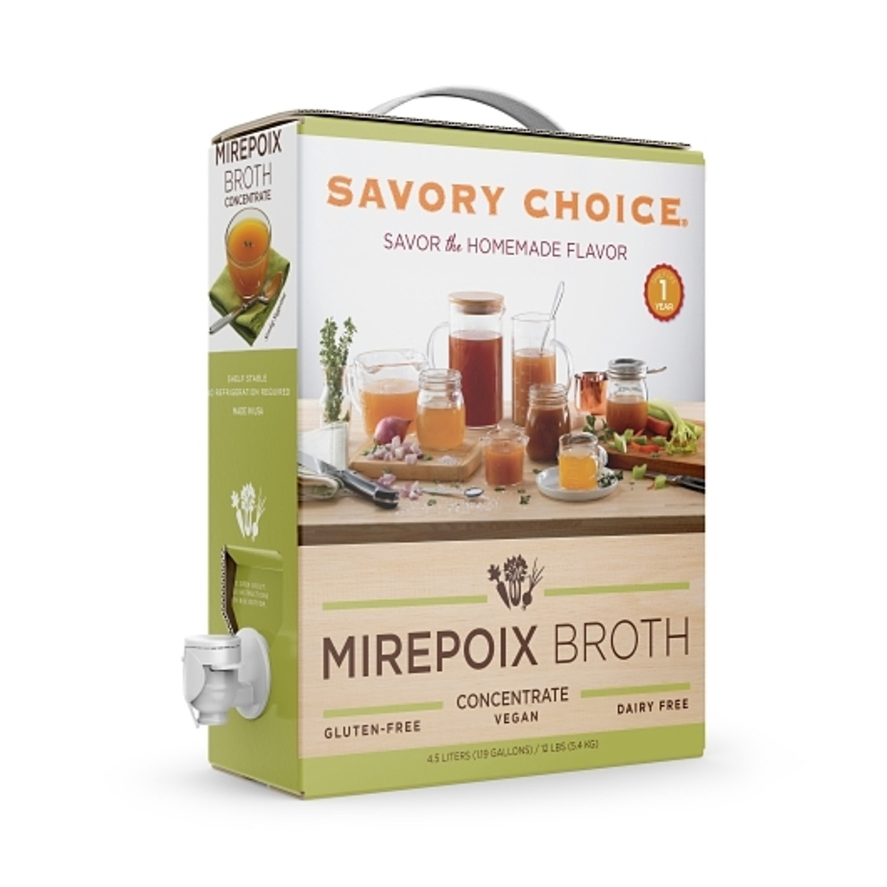 Savory Choice Halal Mirepoix Broth Concentrate Bag-In-Box, 12 Pound, 1 Per Case