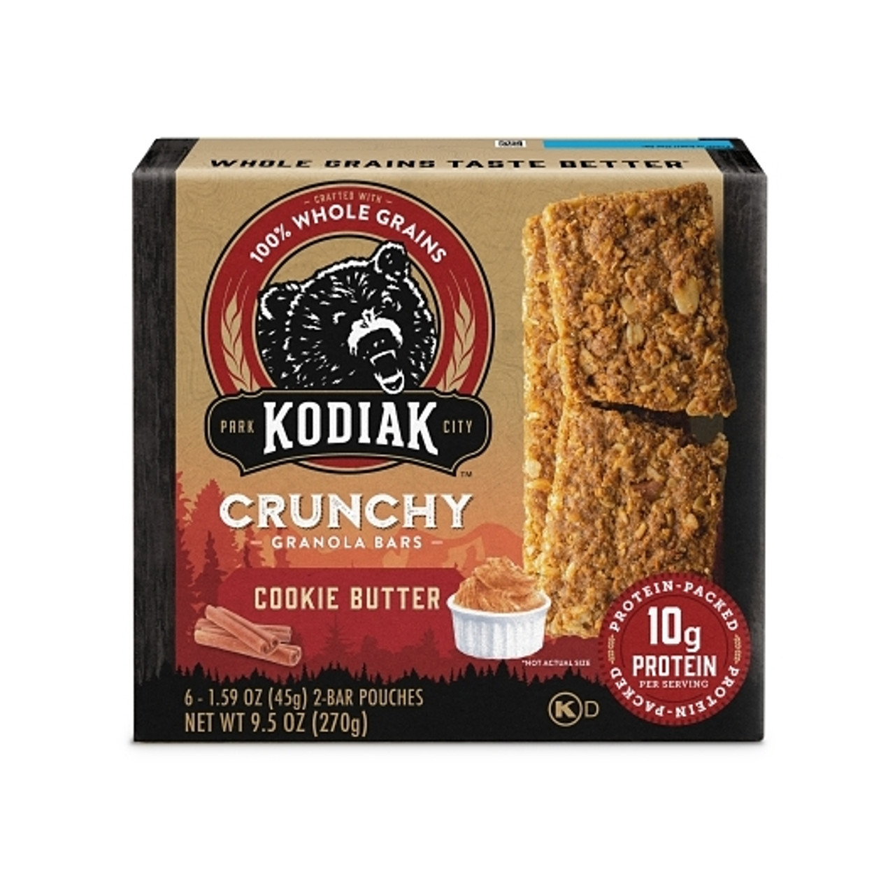Kodiak Cakes Cookie Butter Crunchy Granola Bars, 9.5 Ounces, 12 Per Case