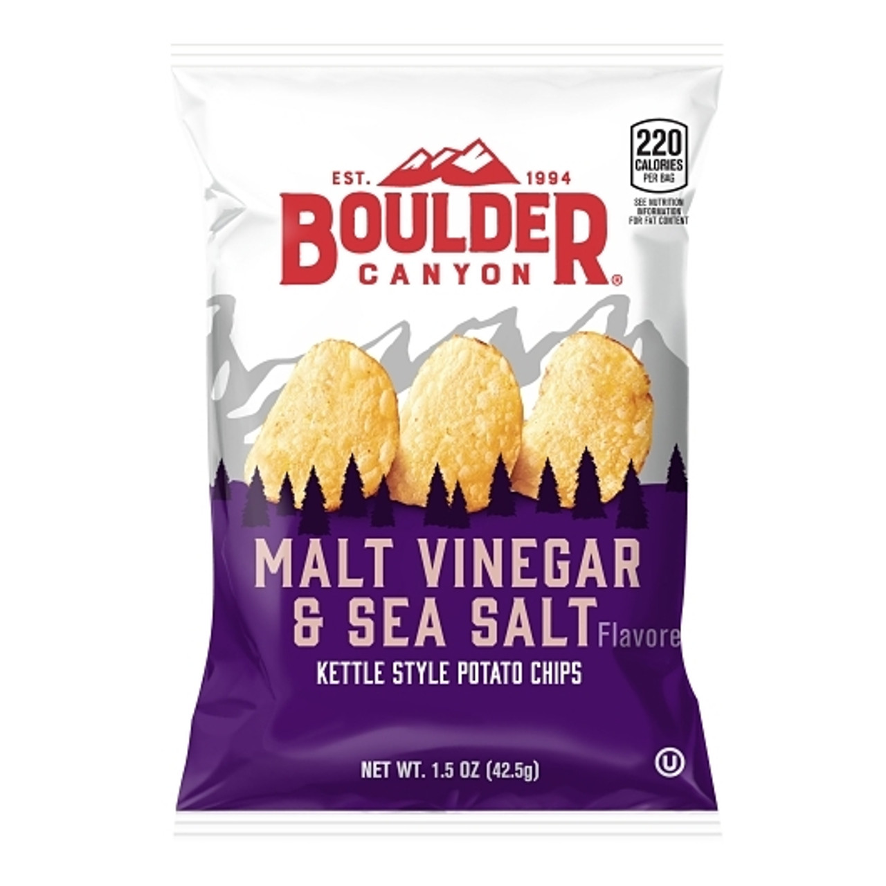 Boulder Canyon Malt Vinegar Sea Salt Kettle Chips, 1.5 Ounces, 55 Per Case