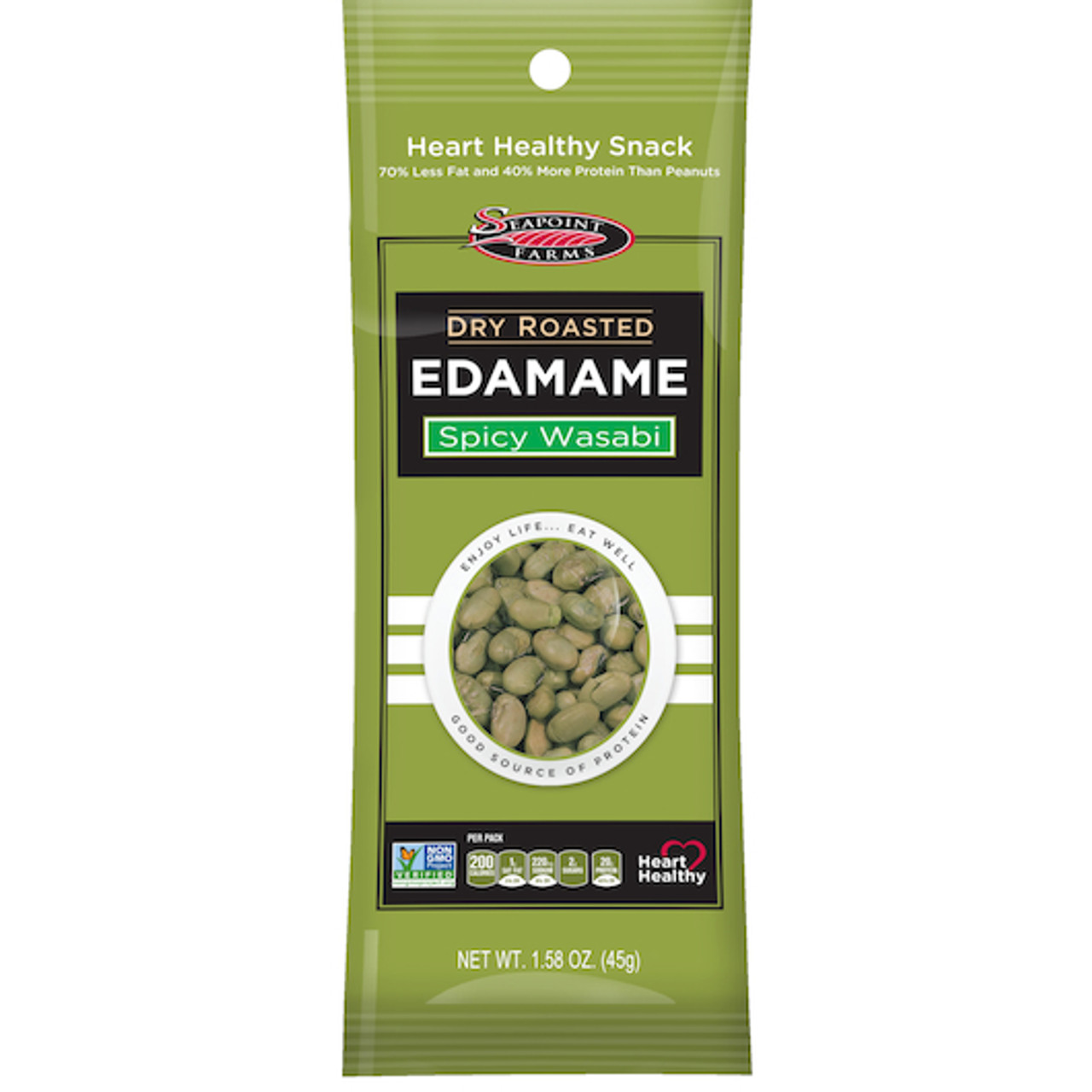 Seapoint Farms Spicy Wasabi Dry Roasted Edamame, 1.58 Ounce, 144 Per Case