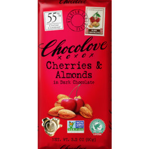 Chocolove Cherries & Almonds Dark Chocolate Bar, 3.2 Ounces, 144 Per Case