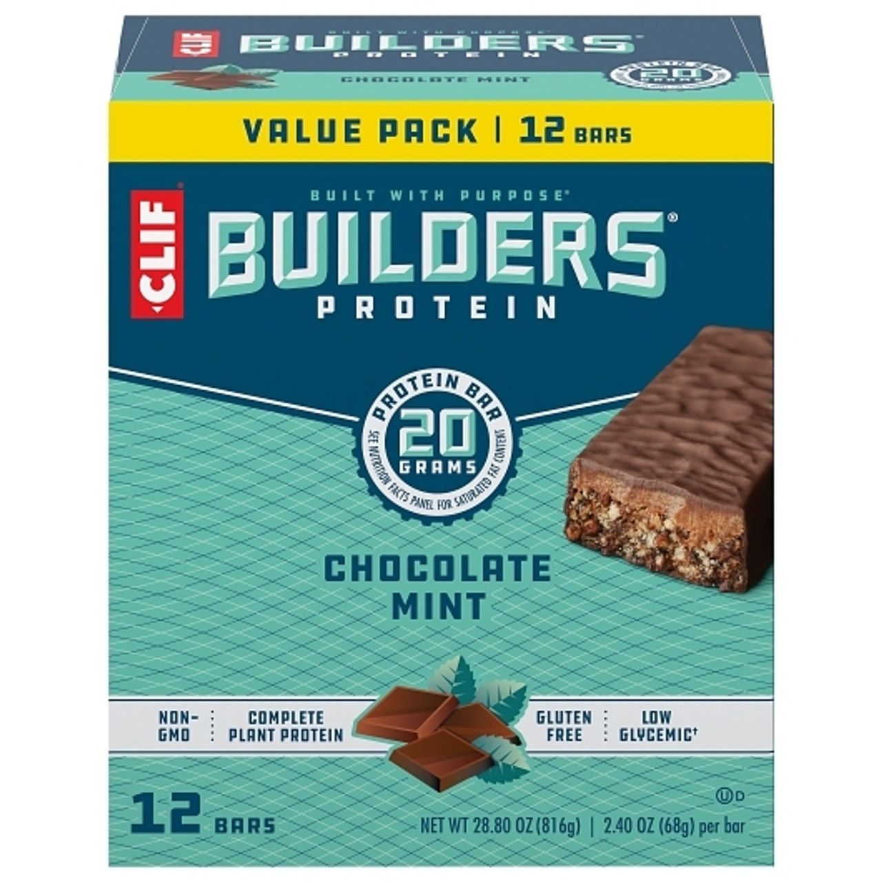 Builders Chocolate Mint Protein Bar, 2.4 Ounce, 12 Per Box, 4 Per Case