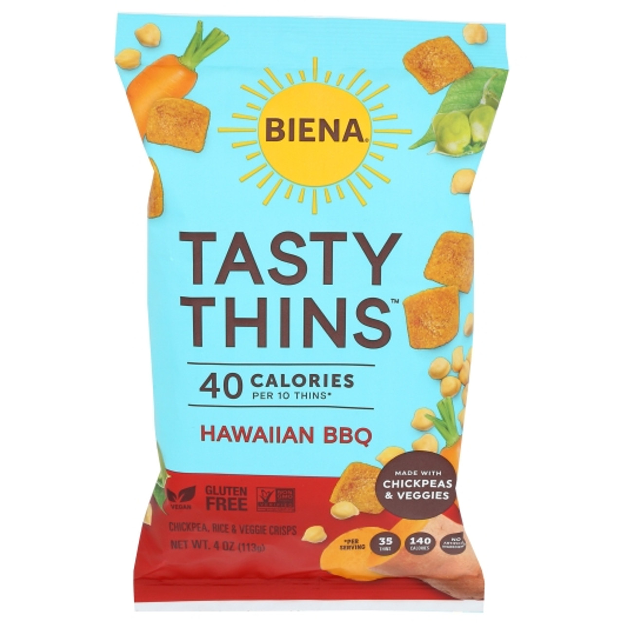 Biena Tasty Thins Hawaiian BBQ, 4 Ounce, 12 Per Case