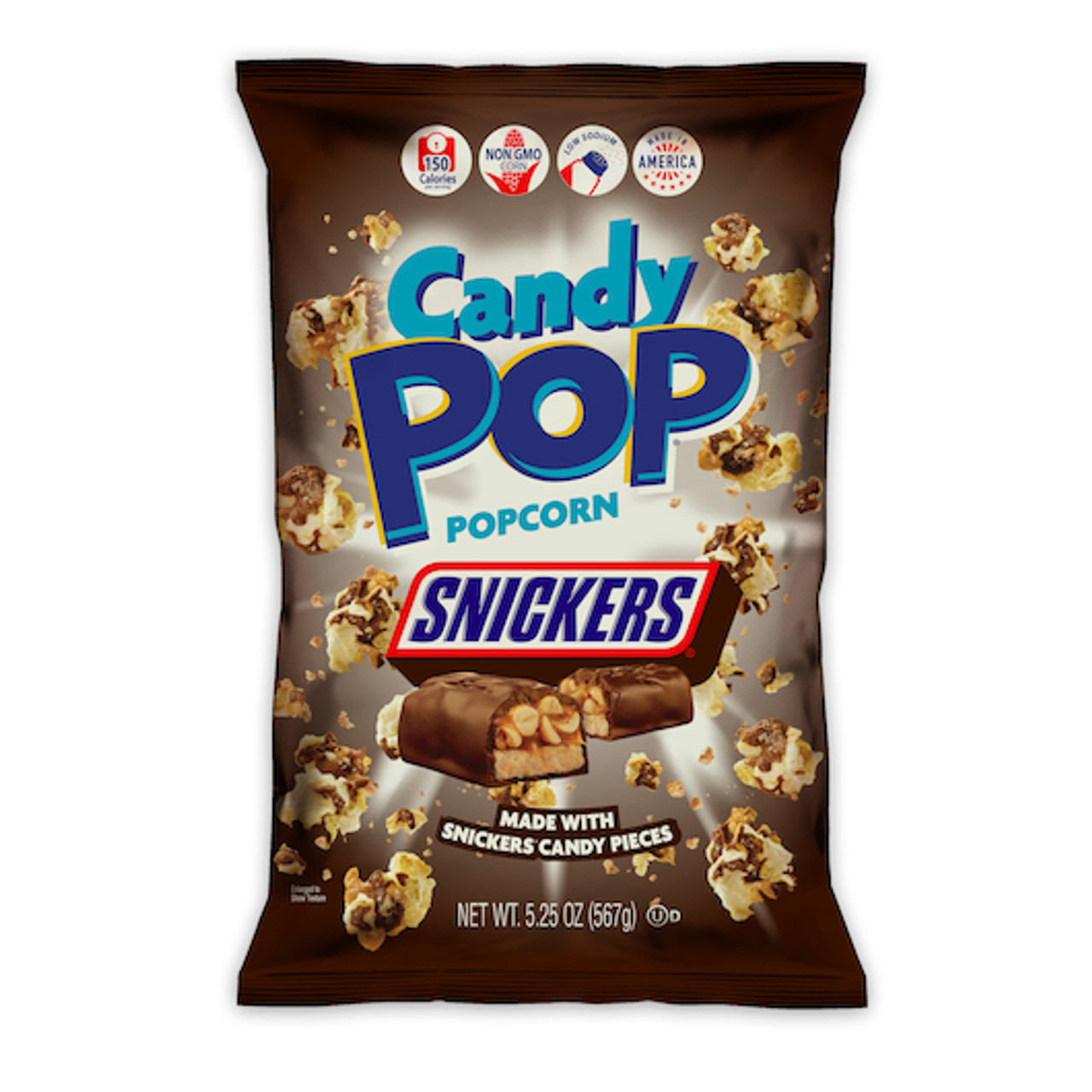 Snaxsational Brands Snickers Candy Popcorn, 5.25 Ounces, 12 Per Case