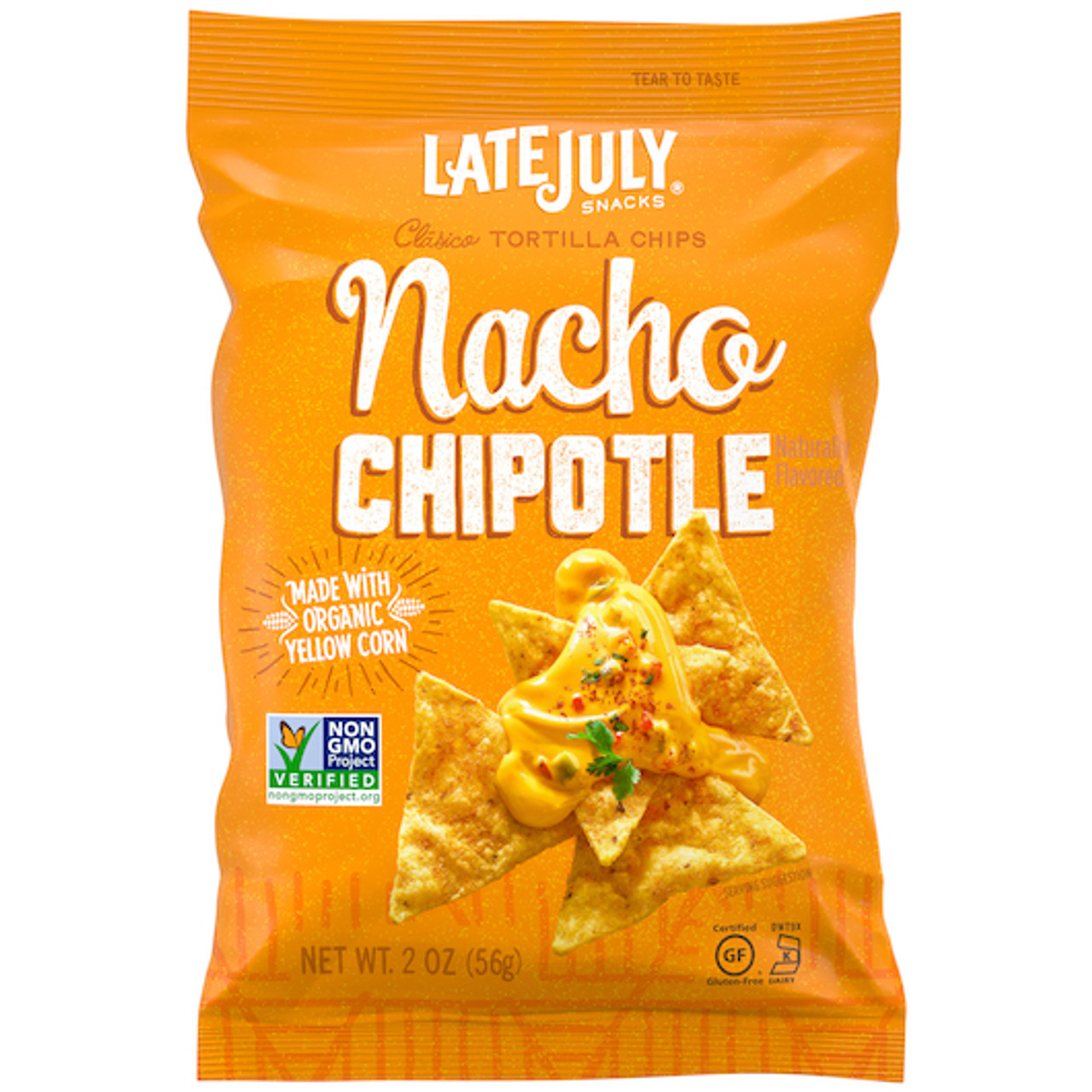 Late July Classic Nacho Cheese Tortilla Chips, 2 Ounce, 6 Per Case
