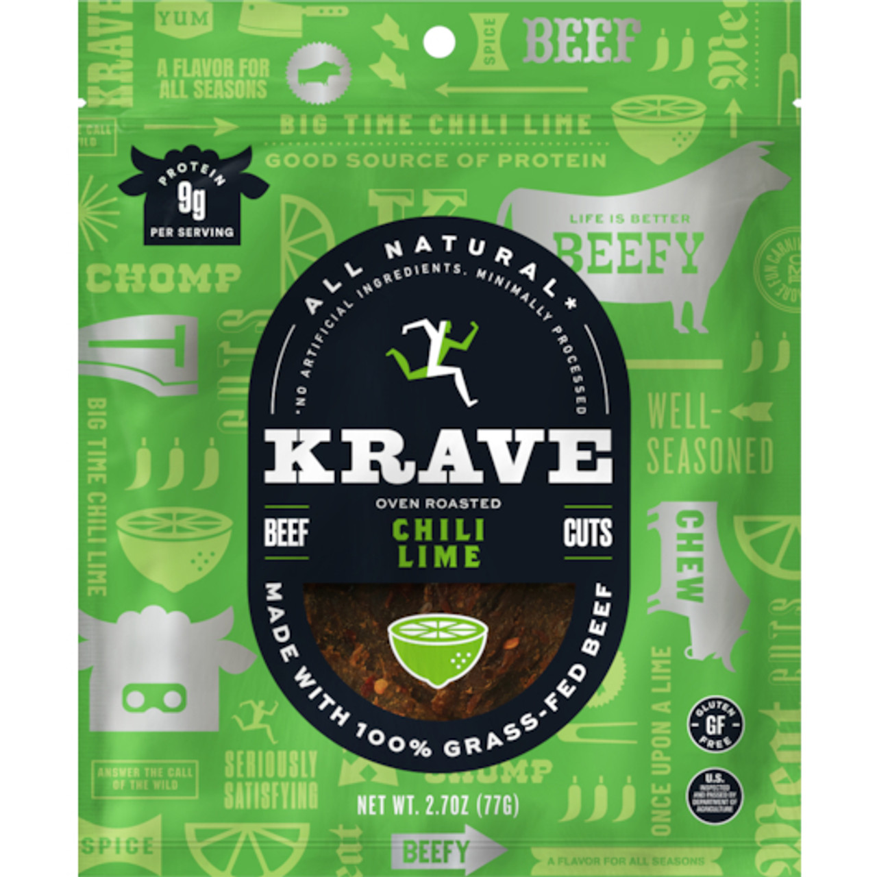Krave Gourmet Chili Lime Beef Cuts, 2.7 Ounces, 8 Per Case