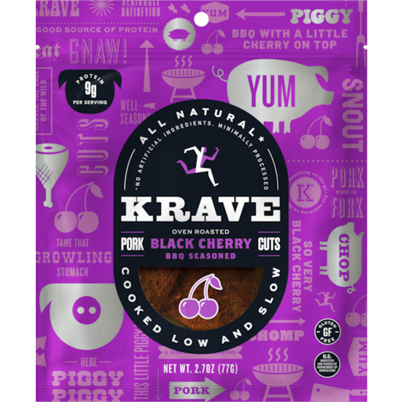 Krave Gourmet Black Cherry Barbecue Pork Cuts, 2.7 Ounces, 8 Per Case