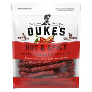 Dukes Hot & Spicy Smoked Shorty Sausages, 5 Ounce, 8 Per Case