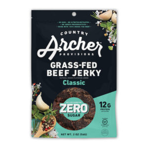 Country Archer Jerky Zero Sugar Classic Grass-Fed Beef Jerky, 2 Ounce, 12 Per Case
