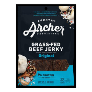 Country Archer Jerky Co Original Grass-Fed Beef Jerky, 1 Ounce, 12 Per Box, 6 Per Case