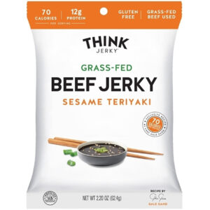 Think Jerky Sesame Teriyaki Beef Jerky Case, 2.2 Ounce, 8 Per Pack, 6 Per Case