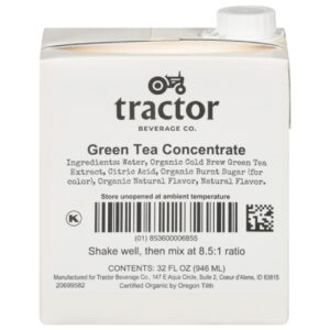 Tractor Beverage Co Organic Green Tea Concentrate, 32 Fluid Ounce, 12 Per Case