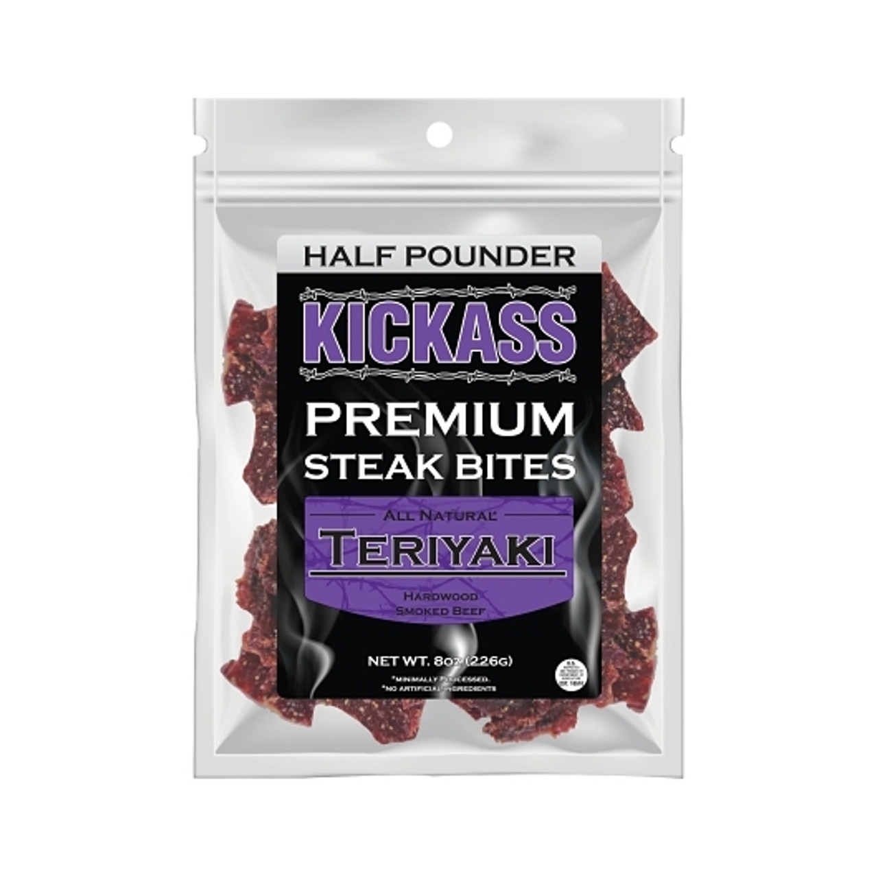 Kickass Beef Jerky Teriyaki Premium Steak Bites Case, 0.5 Pound, 10 Per Case