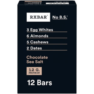 Rxbar Chocolate Sea Salt Protein Bar, 1.8 Ounce, 12 Per Pack, 6 Per Case