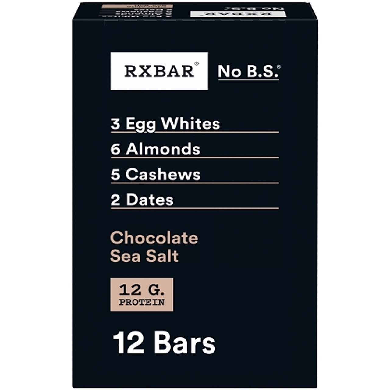 Rxbar Chocolate Sea Salt Protein Bar, 1.8 Ounce, 12 Per Pack, 6 Per Case