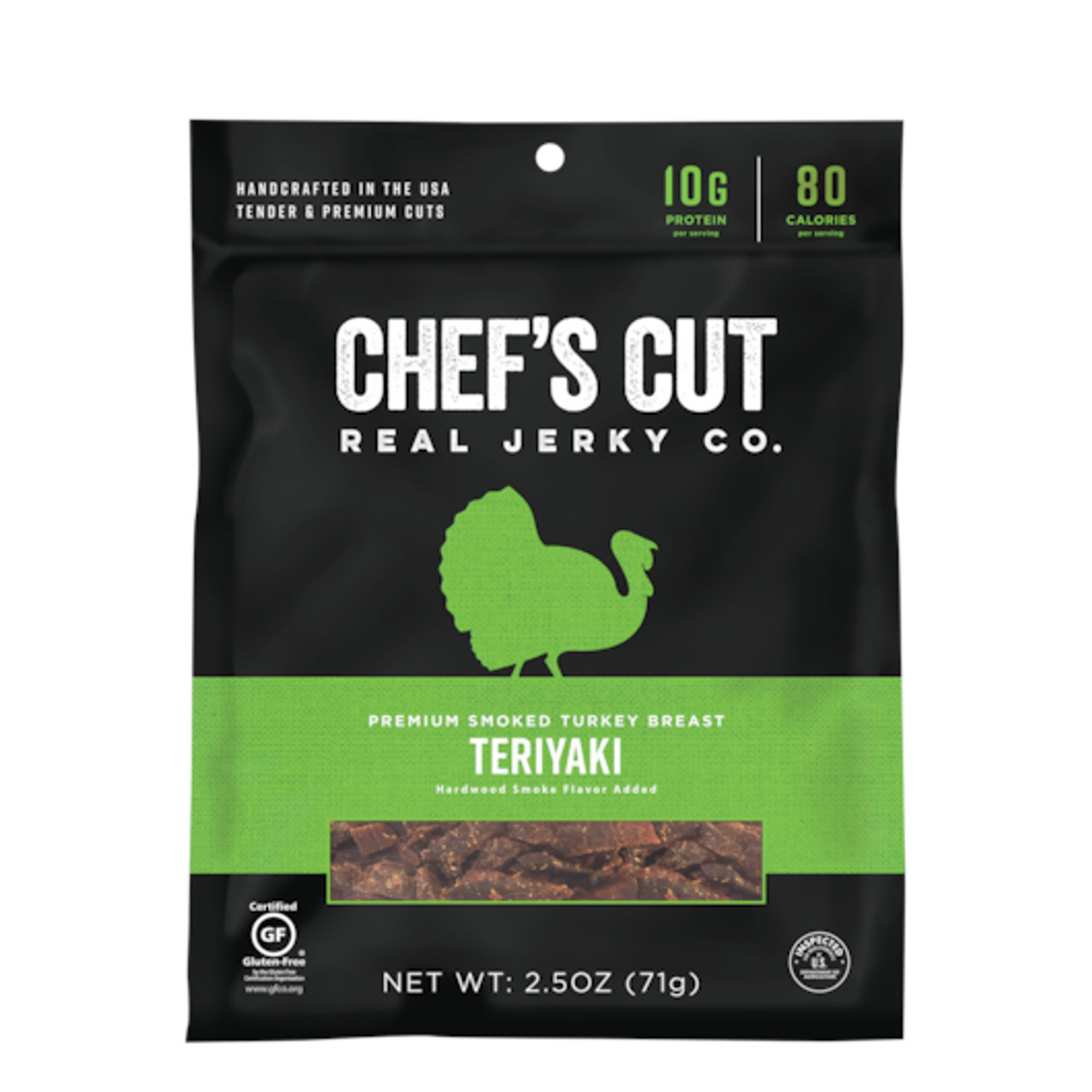 Chef s Cut Teriyaki Smoked Turkey Breast Jerky, 2.5 Ounce - 8 Per Case