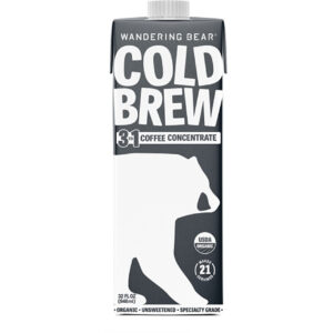 Wandering Bear Organic Cold Brew Coffee Straight Black, 32 Fluid Ounce, 6 Per Case