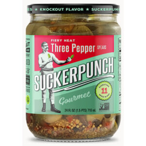 Suckerpunch Gourmet 3 Pepper Fire Pickle Spear Jar, 24 Fluid Ounce, 6 Per Case