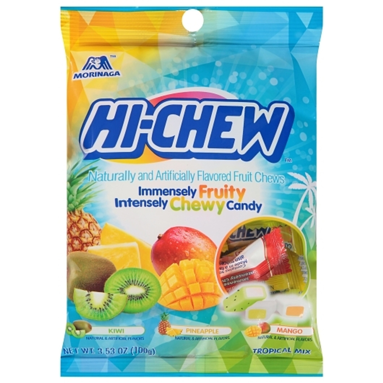 Hi-Chew Mango, Pineapple and Kiwi Tropical Mix Candy Bag, 3.53 Ounces, 6 Per Case