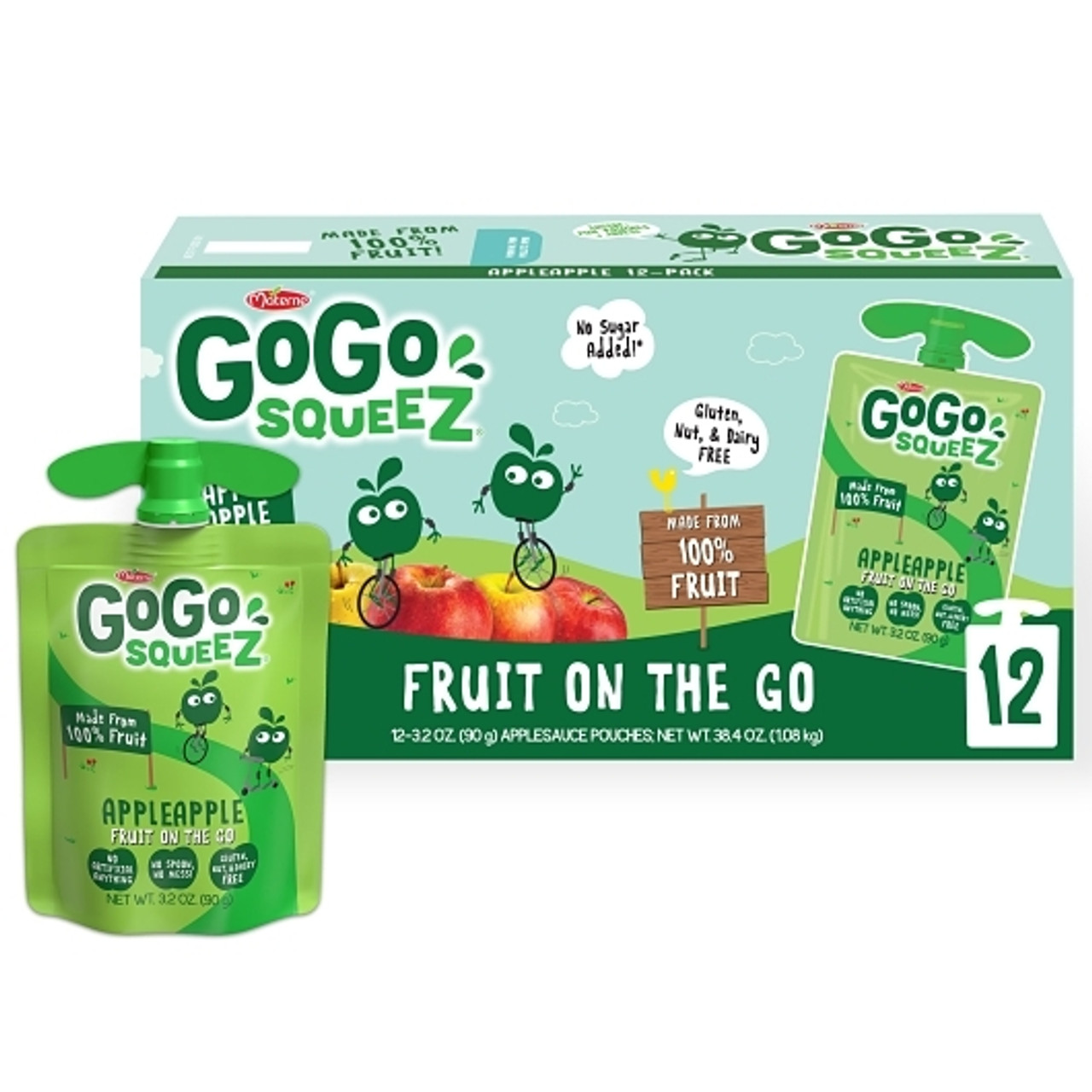 Gogo Squeez Apple Apple, 3.2 Ounce, 72 Per Case