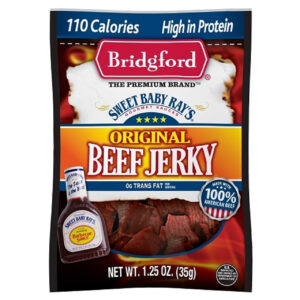 Bridgford Sweet Baby Rays Original Beef Jerky, 1.25 Ounce, 8 Per Box, 6 Per Case