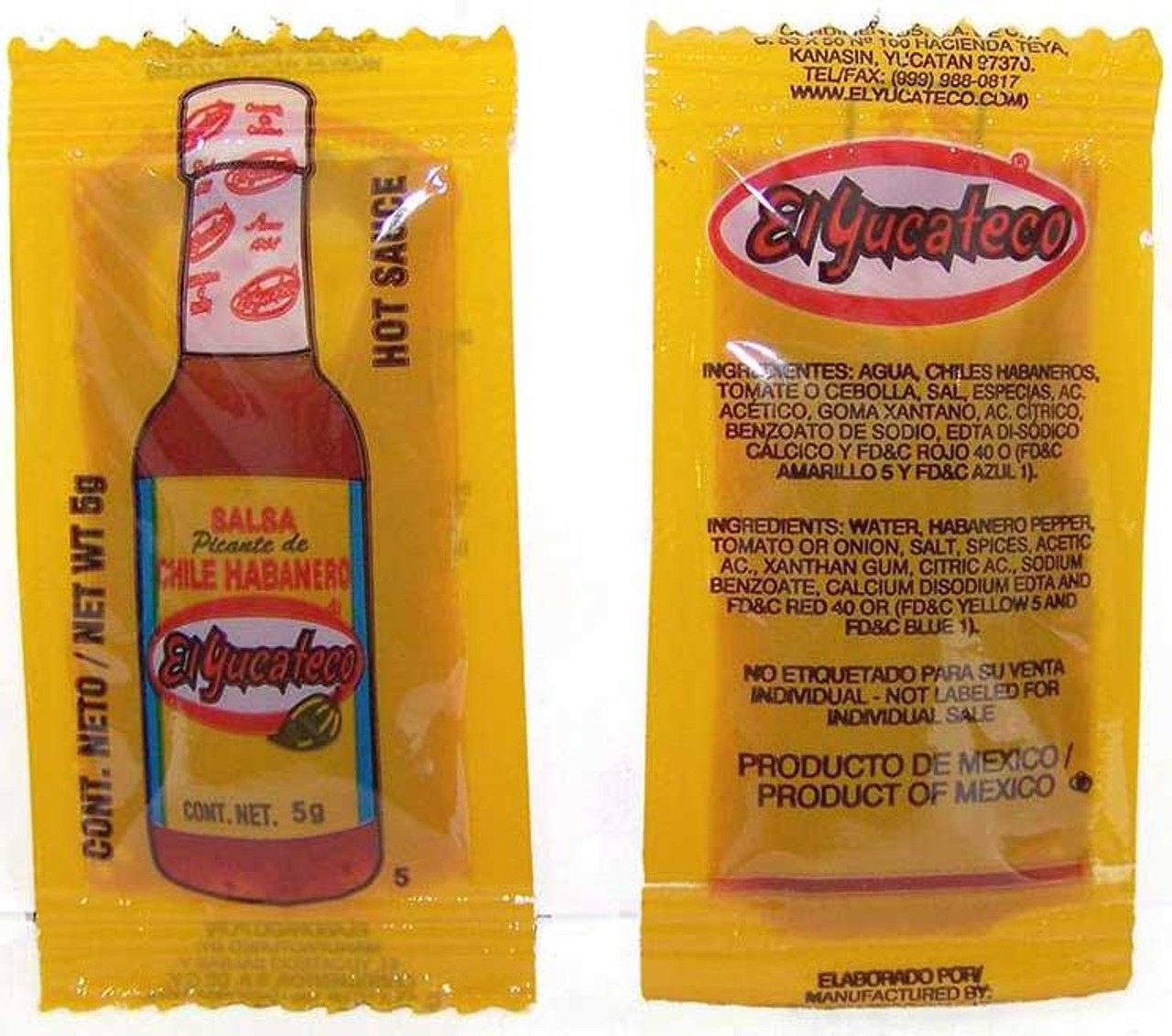 El Yucateco Red Habanero Hot Sauce Single Serve, 0.17 Ounce, 300 Per Case