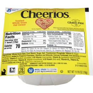 Cheerios Gluten Free Single Serve Cereal, .68 Oz Per Bowl, 96 Per Case