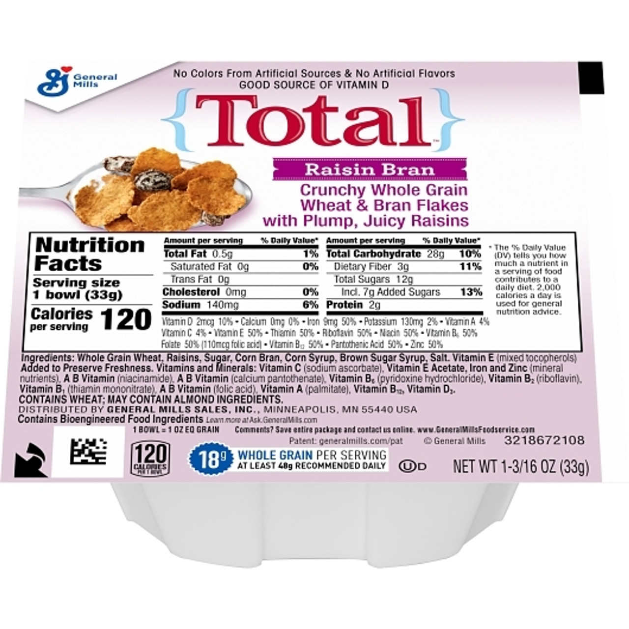 Total Raisin Bran Cereal, 1.19 Ounce, 96 Per Case