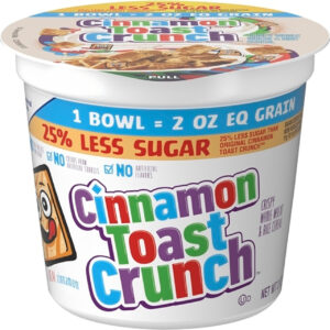 Cinnamon Toast Crunch 25% Less Sugar Cereal Single Serve, 2 Ounce, 60 Per Case