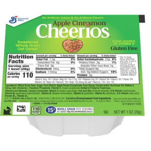Cheerios Apple Cinnamon Cereal Cup, 1 Ounce, 96 Per Case