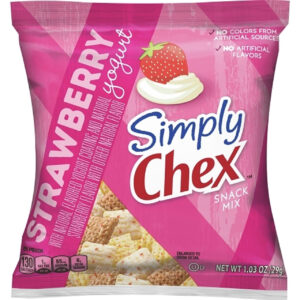 Simply Chex Strawberry Yogurt Cereal Snack Mix, 1.03 Ounce, 60 Per Case