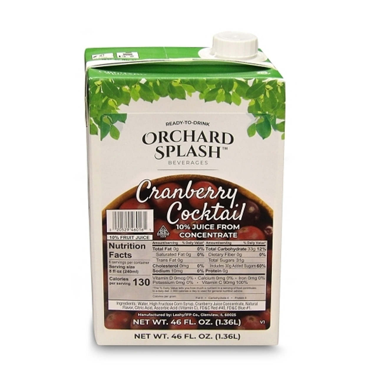 Orchard Splash Cranberry Cocktail, 46 Ounces, 12 Per Case