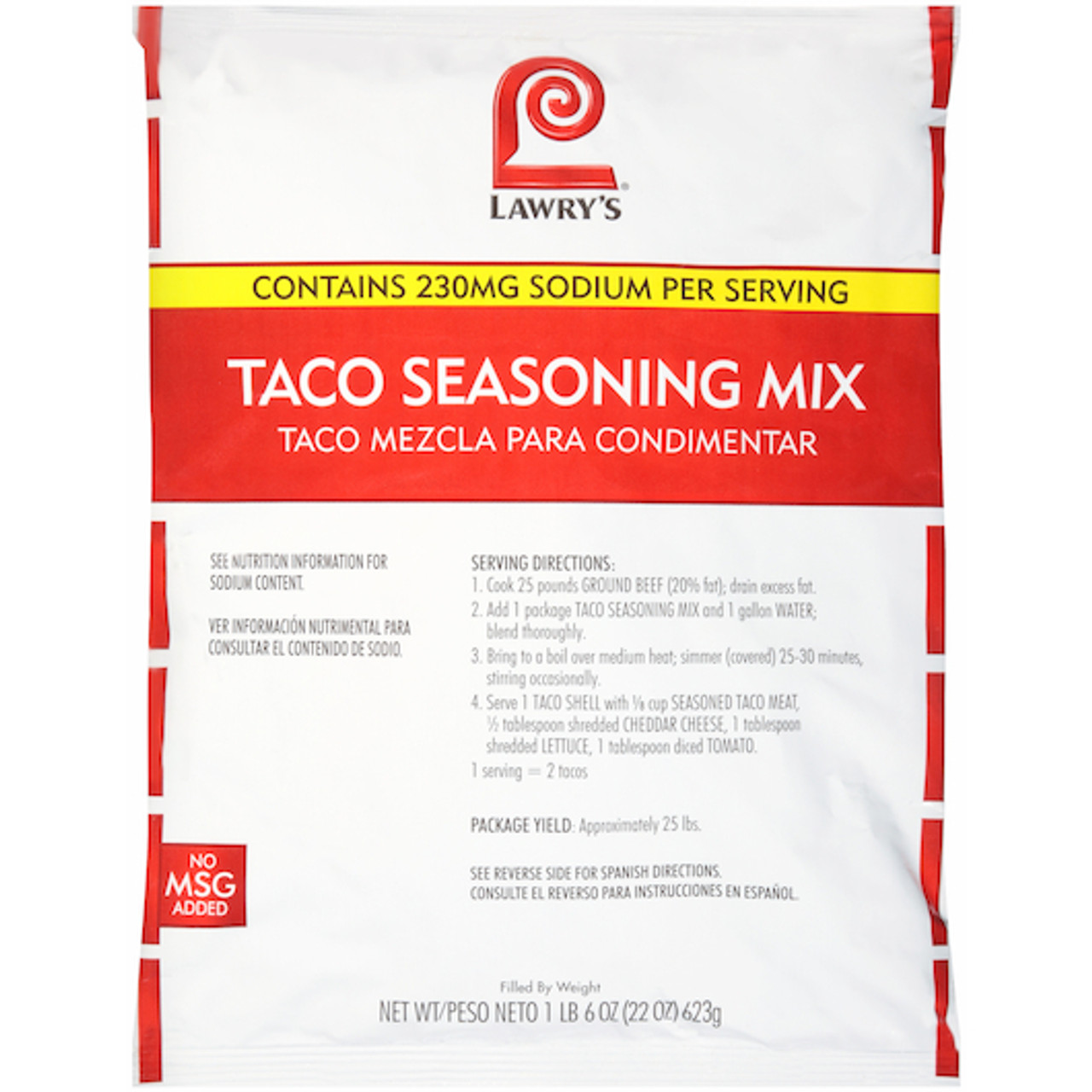 Lawry s Taco Seasoning Mix, 22 Ounces - 6 Per Case