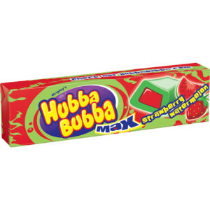 Hubba Bubba Max Strawberry Watermelon Gum, 5 Piece, 18 Per Box, 8 Per Case