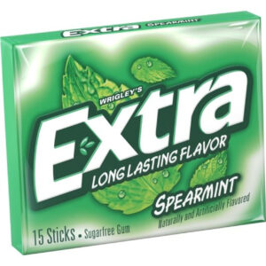 Extra Sugarfree Spearmint Gum, 15 Sticks, 10 Packs Per Box, 12 Boxes Per Case