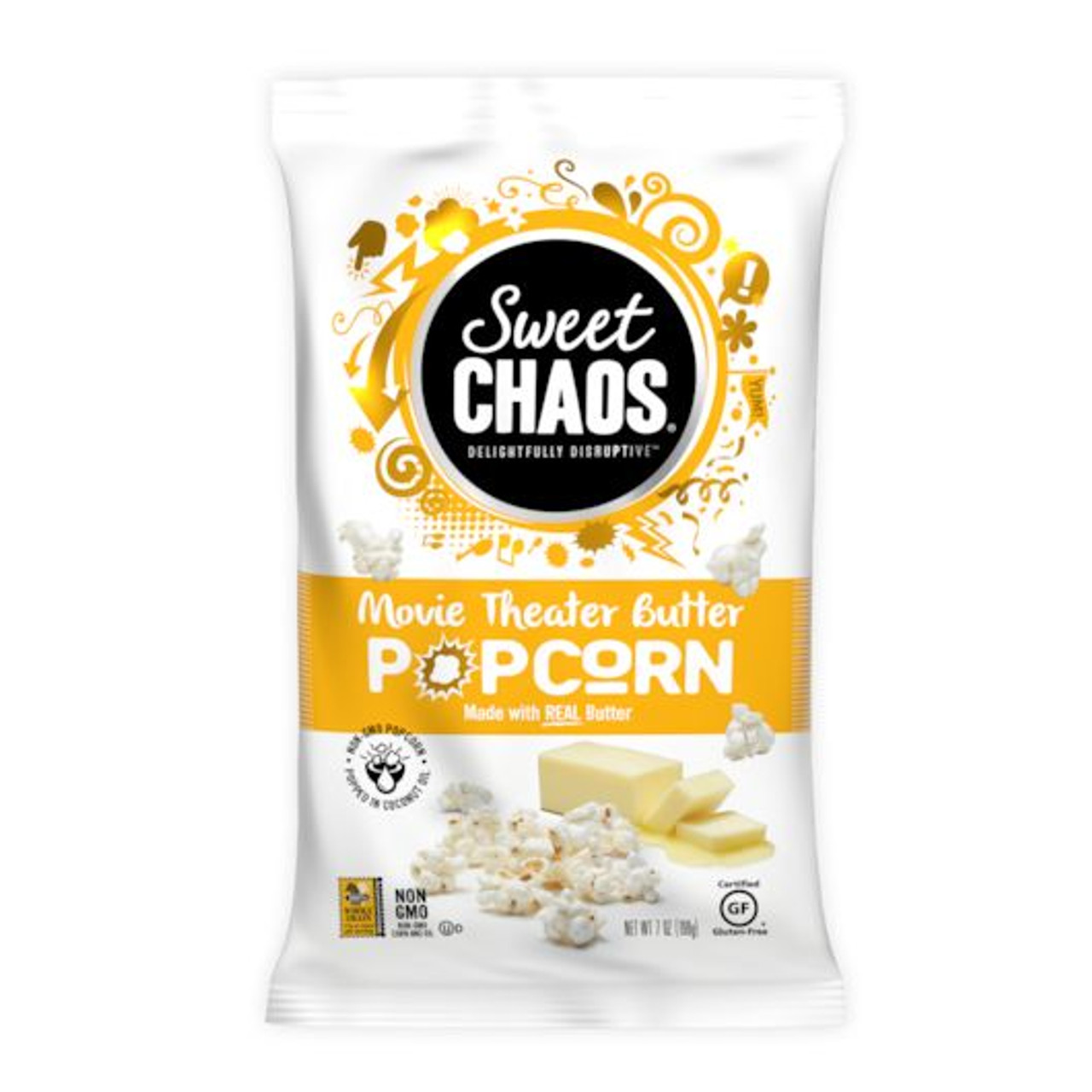 Sweet Chaos Movie Theater Butter Popcorn, 7 Ounces, 8 Per Case