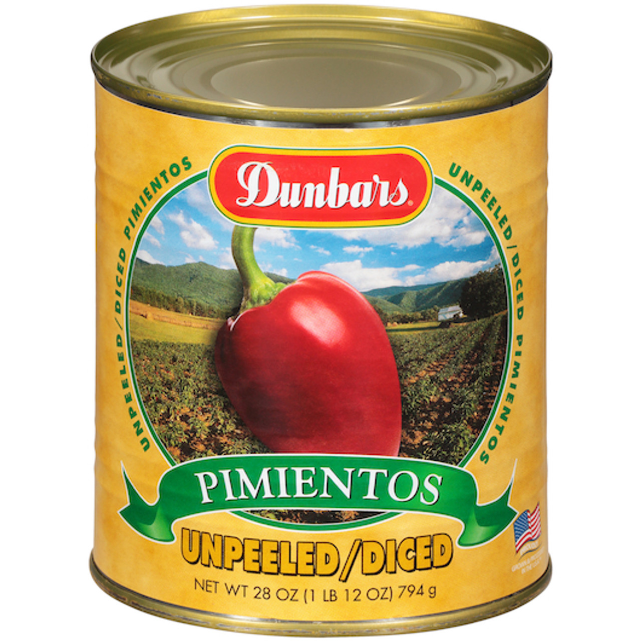 Dunbar Diced Unpeeled Pimientos, 28 Ounces, 12 Per Case