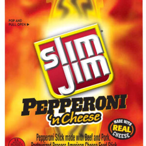 Slim Jim Pork & Beef Pepperoni  N Cheese Snack Sticks, 1.5 Ounce, 18 Per Box, 6 Per Case