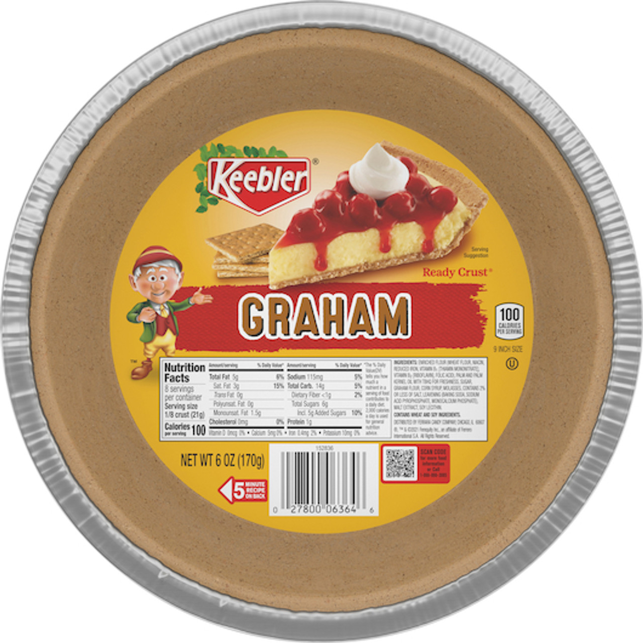 Keebler Ready Crust 9 inch Graham Cracker Pie Crust, 6 Ounce, 24 Per Case